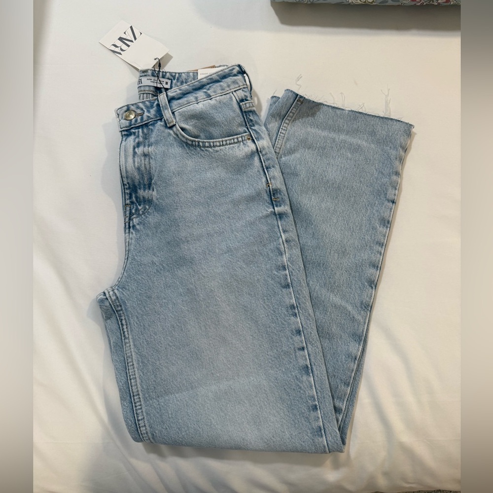 NWT Zara Sky Blue Straight Fit Jeans